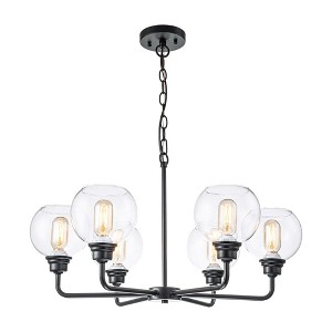 C Cattleya 6-Light Black Chandelier with Clear Glass Globes - 1 of 4