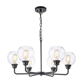 C Cattleya 6-Light Black Chandelier with Clear Glass Globes