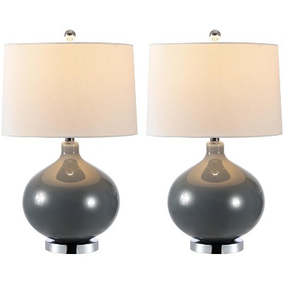 Masera 25-inch Grey Glass Table Lamp Set with USB Ports