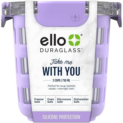 Ello 3 Cup Glass Meal Prep Bowls - Purple