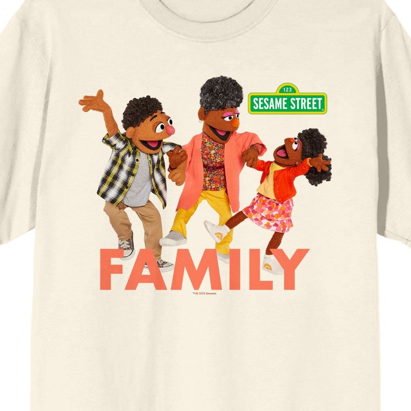Sesame Street Grandma Nell & Family Crew Neck Short Sleeve Natural Men's T-shirt, 2 of 4
