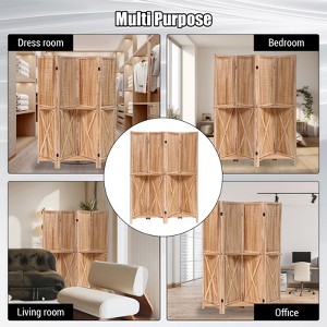 4-Panel Wooden Room Divider with Shelves & Holes - 67 Inch Tall Privacy Screen, Freestanding Folding Partition for Home Office, Bedroom,Apartments - 1 of 4