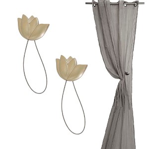Evideco French Home Goods Magnetic Tulip Curtain Tieback – Elegant Resin Design with Strong Magnet - 1 of 4