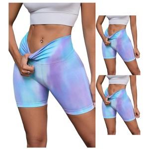 INSPIRE CHIC 3 Packs Women's High Waist Tie Dye Tummy Control Workout Running Biker Thigh Slimmer - 1 of 4