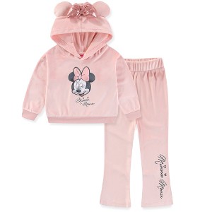 Disney Minnie Mouse Girls 2 Piece Velour Hoodie with Ears and Pants Set for Toddlers and Big Kids - 1 of 4