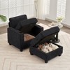 Hyleory Chenille Storage Accent Chair with Ottoman,Upholstered Comfy Sofa Armrest chair for Living Room Bedroom - 2 of 4