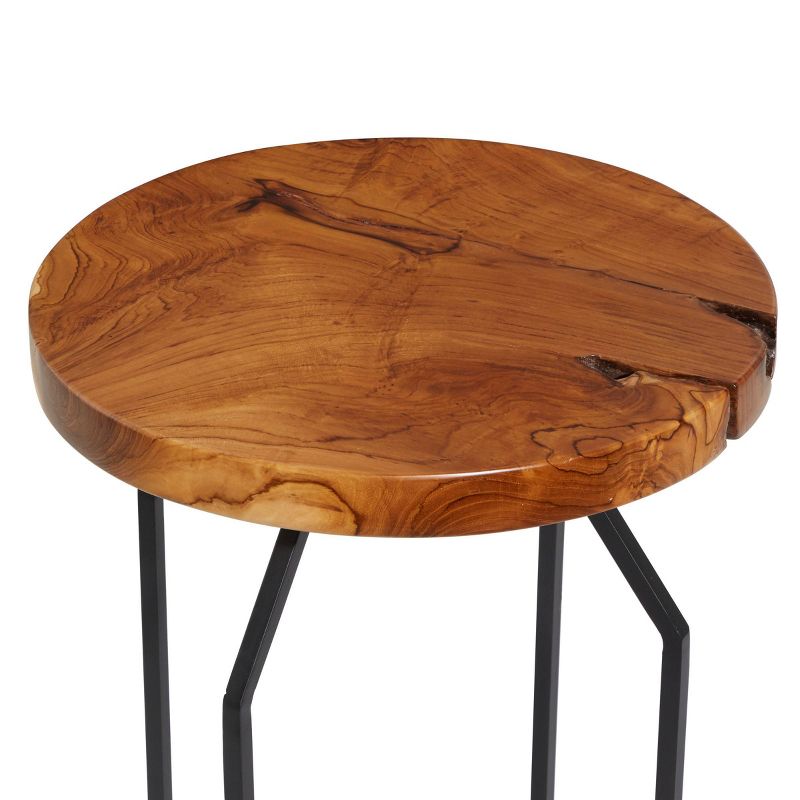Contemporary Teak Wood Accent Table Chestnut - Olivia &#38; May, 5 of 8