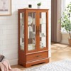 FONTOI Corner Curio Cabinet with Adjustable Shelves, Display Storage with 2 Doors,1 Drawer for Living Room, Dark Oak, 11.81"*47.44"*25.98" - 4 of 4