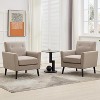 Mid-Century Modern Accent Chair – Linen Upholstery, 350LB Capacity & Hardwood Legs (Beige/Blue/Camel) for Living Room, Office, Bedroom - 3 of 4