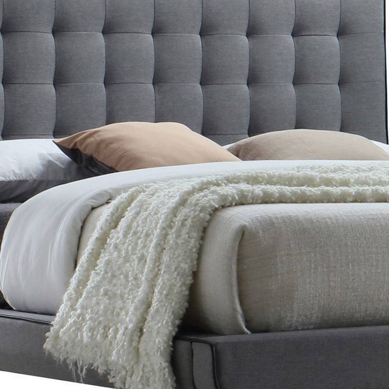 Valda 89&#34; Eastern King Bed Light Gray Fabric - Acme Furniture, 4 of 7