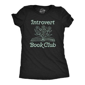 Womens Introvert Book Club T Shirt Funny Cute Book Worm Reading Lovers Tee For Ladies - Crazy Dog Women's T Shirt - 1 of 4
