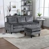 SeaCamel 3-Seat Solid Wood Chenille Sofa, Cup Holders & Storage Ottoman, Cozy Sectional for Living Room - 4 of 4