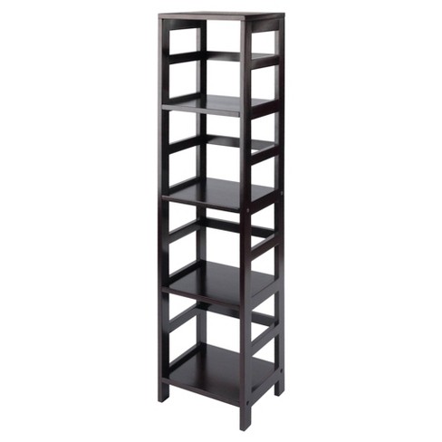 55 4 Section Narrow Bookshelf Espresso - Winsome : Target