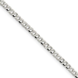 Black Bow Jewelry 3.2mm, Sterling Silver, Solid Beveled Curb Chain Necklace - 1 of 4