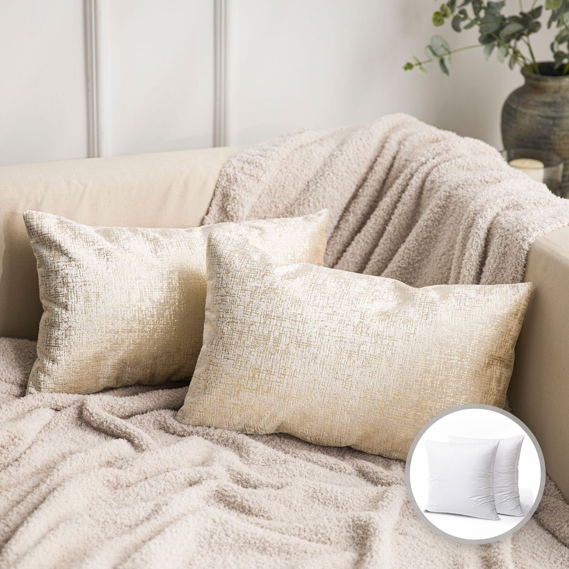 Phantoscope Bronzing Soft Solid Velvet Decorative Throw Pillows with Inserts, 2 Pack