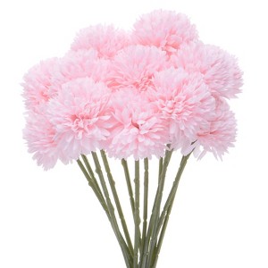 Unique Bargains Plastic Silk Durable Artificial Chrysanthemum Ball Flowers 11" - 1 of 4