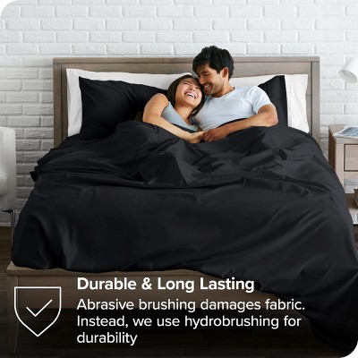 Twin/Twin XL Black Double Brushed Microfiber Flat Sheet Set