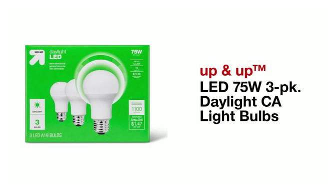 LED 75W 3pk Daylight CA Light Bulbs - up &#38; up&#8482;, 2 of 5, play video