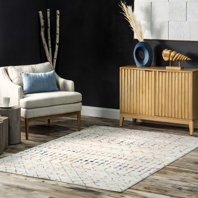 Elevated Trellis 4' Square Light Multi Synthetic Accent Rug