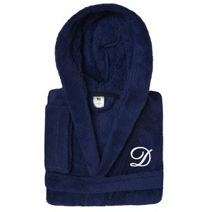 Personalized Linum Kids 100% Polyester SUPER PLUSH Double Brushed Hooded Bathrobe in White Script Font - 1 of 3