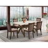 HomeStock 7-Piece Distressed Jacobean Finish Solid Wood Top Dining Table with 6 Parson-Chairs - 2 of 4
