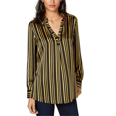 I.N.C International Concepts Womens Split Neck Pullover Blouse, Black, X-Large