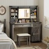 Aghana Digitals Gray Vanity Set with LED Light Mirror, Cushioned Stool, 4 Drawers, Cabinet & - 2 of 4
