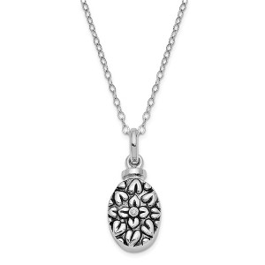 Black Bow Jewelry Rhodium Plated Sterling Silver & CZ Flower Ash Holder Necklace, 18in - 1 of 4