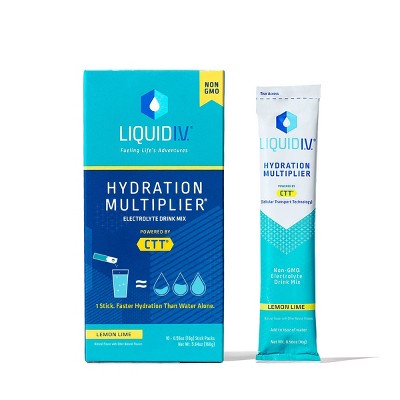 Liquid I.V. Hydration Multiplier Vegan Powder Electrolyte Supplements - Lemon Lime - 0.56oz each/10ct