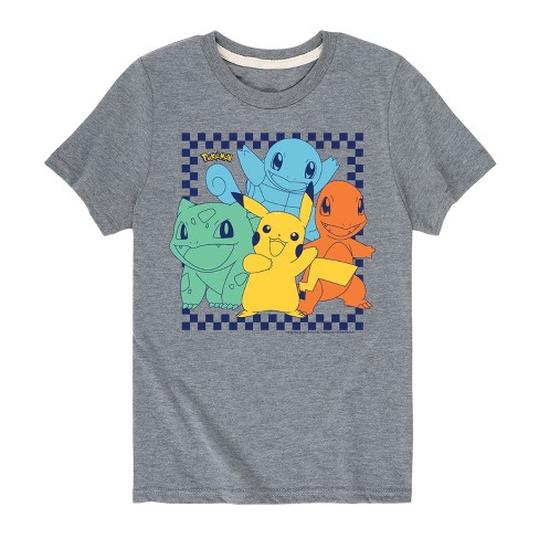 Boys' - Pokémon - Pikachu Charmander Squirtlew Bulbasaur Retro Checker Short Sleeve Graphic T-Shirt - image 1 of 4