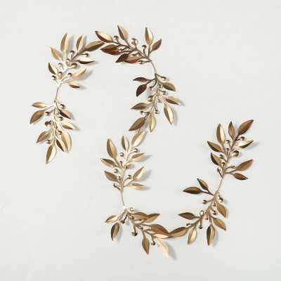 5&#39; Decorative Brass Metal Leaf Garland - Hearth &#38; Hand&#8482; with Magnolia