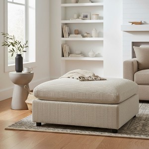 PAGED Modern Simple Ottoman, Chenille Upholstered Ottoman Foot Rest with High-Resilient Sponge, Foot Stool for Entryway, Living Room - 1 of 4