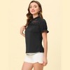 Allegra K Women's Summer Casual Chiffon Lace Panel Puff Sleeve Blouse - 3 of 4