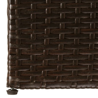 Brown Poly Rattan Outdoor Storage Deck Box with Steel Frame