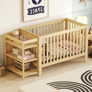 Convertible Crib/Full Size Bed with Changing Table 4L - ModernLuxe - 1 of 4