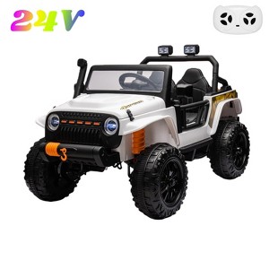 Jojoka 24V Ride on Truck Car for Kids, Battery Powered 4*55W Motor Electric Toys with Remote Control, 2 Seatl, Spring Suspension, Bluetooth, 3 Speeds - 1 of 4