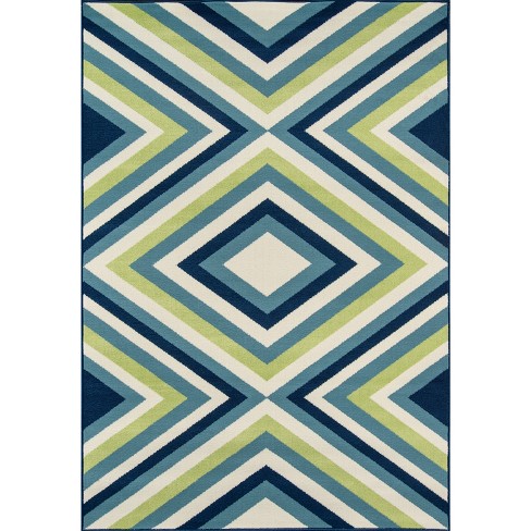 5 X8 Geometric Area Rug Blue Yellow, Blue And Yellow Area Rugs