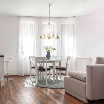 Elegant Gold Brass 5-Light Chandelier with Clear Glass Shades