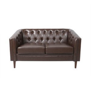 GDFStudio Jelm Contemporary Tufted Birch Wood Loveseat - 1 of 4