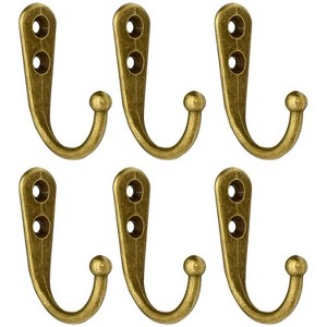 LunaLulinlk Single Prong Hook Hanger,6 Pack Brass Robe Towel Hooks,Zinc Die Cast - 1 of 4