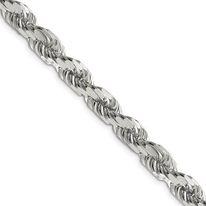 Black Bow Jewelry Men's 8mm Sterling Silver D/C 8 Sided Solid Rope Chain Necklace - 1 of 4