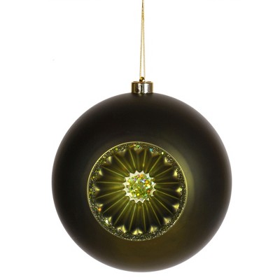 Vickerman 8" Matte Retro Reflector Shatterproof Christmas Ball Ornament - Olive Green