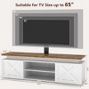 Skyzoo TV Stand for 50/55/65" inches TVwith Swivel Mount & Power Outlet, Entertainment Center with Lights for TV up to 65" for Living Room, White - 4 of 4