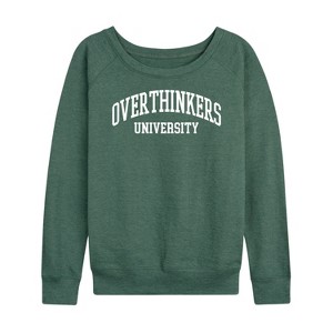 Women's - Instant Message - Overthinkers University Lightweight French Terry Wide Neck Long Sleeve Graphic Shirt - 1 of 4