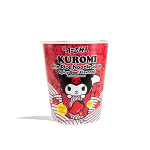 A-Sha Foods USA Gluten Free Hello Kitty Kuromi Spicy Beef Flavored Pho Rice Noodle Soup - 2oz - 1 of 4