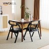 VINGLI Folding Dining Chairs, Wooden Chair with Rattan Backrest Leather Cushion, Armless for Kitchen, - 2 of 4