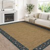 Modern Bordered Living Room Rugs, Washable Soft Floral Bedroom Rugs Non Slip, Farmhouse Solid Home Decor Carpet - 3 of 4