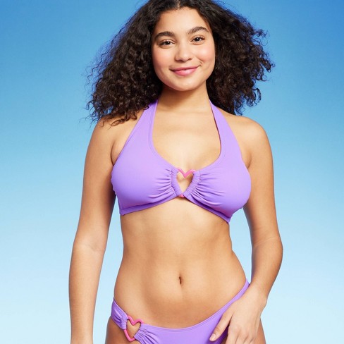 Women's Heart Detail Bralette Bikini Top - Wild Fable™ Purple D/dd Cup :  Target