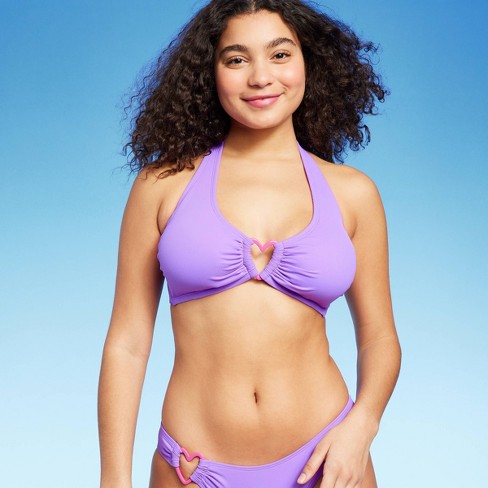 Women's Heart Detail Bralette Bikini Top - Wild Fable™ Purple D/DD Cup