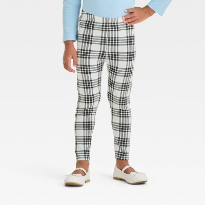 Image of Toddler Girls' Plaid Leggings - Cat & Jack™ Light Cream 5T